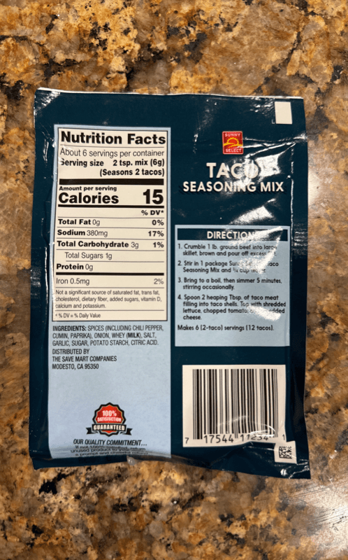 Sunny Select Taco Seasoning Mix