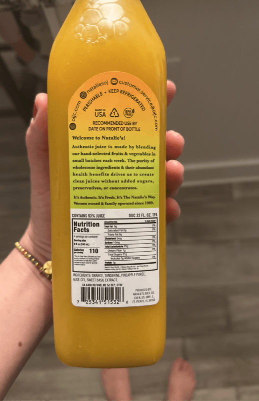 Natalie'S Orchid Island Juice Company Tangerine Pineapple Sweet Basil Orange & Aloe