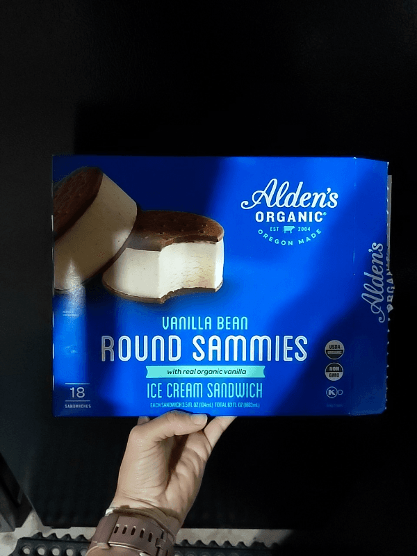 Alden'S Organic Vanilla Bean Round Sammies Ice Cream Sandwich