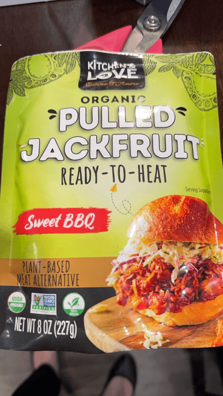 Kitchen & Love Organic Pulled Jackfruit Sweet Bbq Plant-Based Meat Alternative