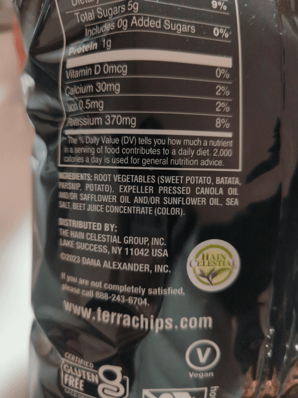 Terra Rear Vegetable Chips Original With Sea Salt