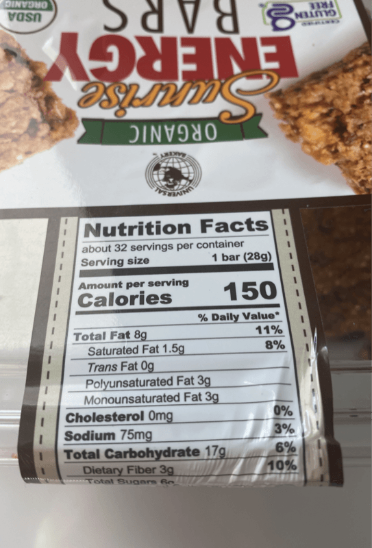 Universal Bakery Sunrise Energy Bars