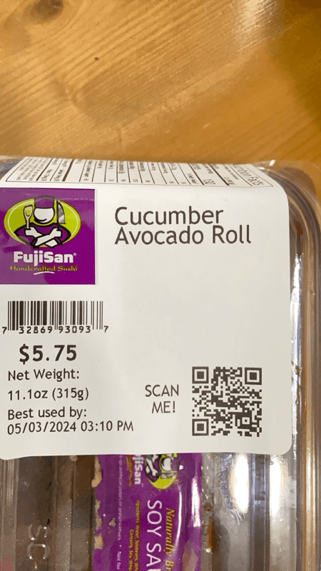 Fujisan Sushi Cucumber Avocado Roll