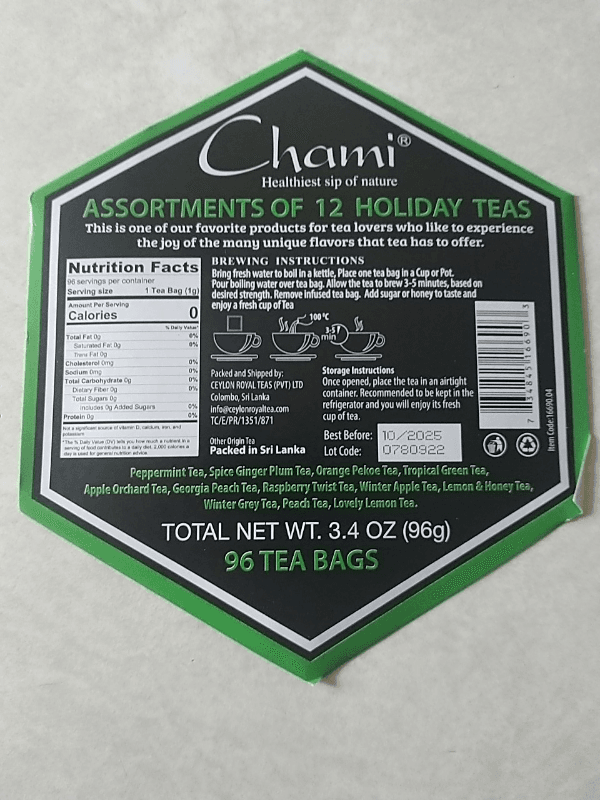 Chami Assortments Of 12 Holiday Teas