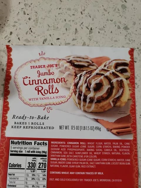 Trader Joe'S Jumbo Cinnamon Rolls With Vanilla Icing