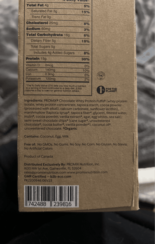 Promix Protein Puff Bar Chocolate Chip