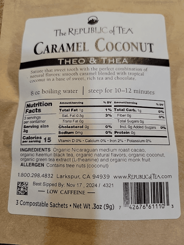 The Republic Of Tea Theo & Thea Caramel Coconut
