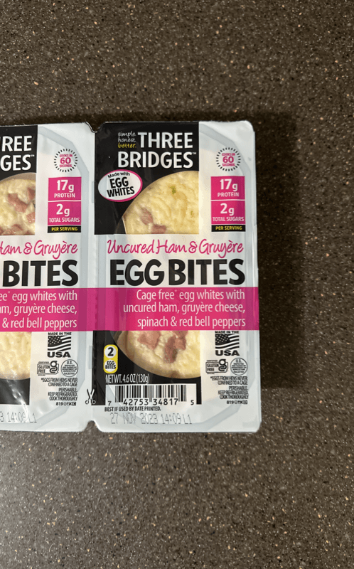 Three Bridges Uncured Ham & Gruyere Egg Bites