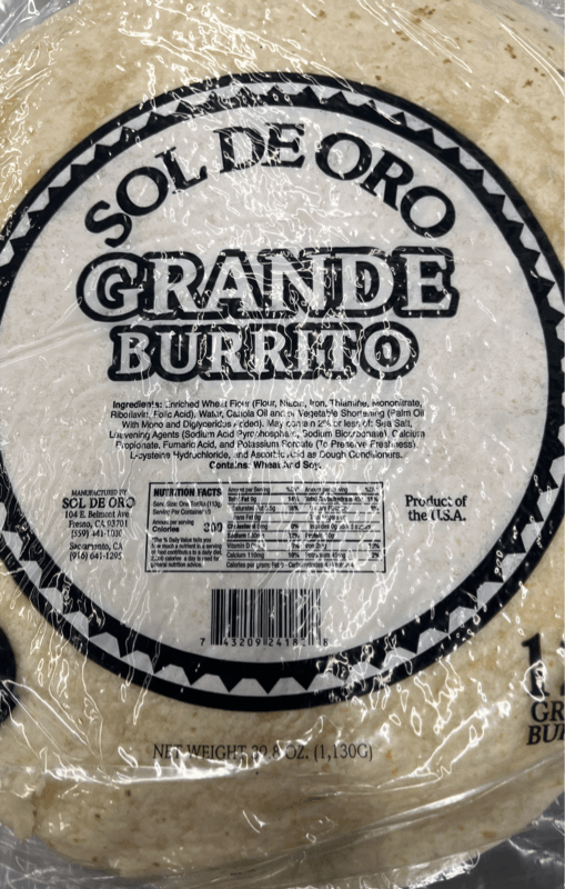 Sol De Oro Grande Burrito