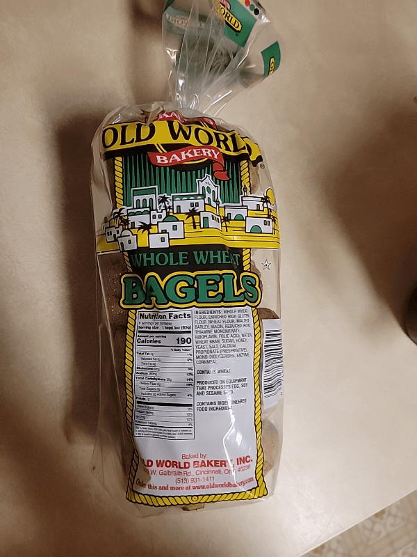 Old World Bakery Whole Wheat Bagels