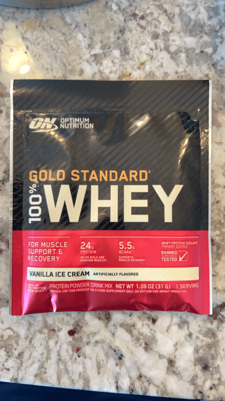 Optimum Nutrition Gold Standard 100% Whey Vanilla Ice Cream Protein Powder Drink Mix