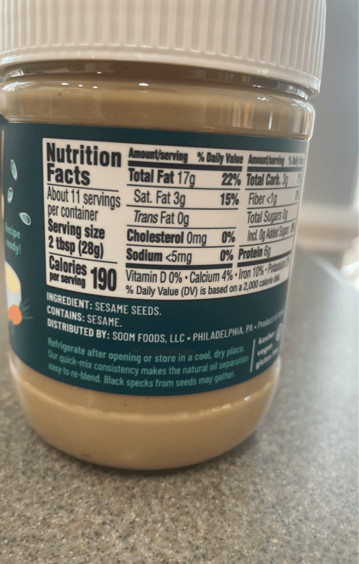 Soom Premium Tahini 100% Roasted & Ground Sesame Seeds