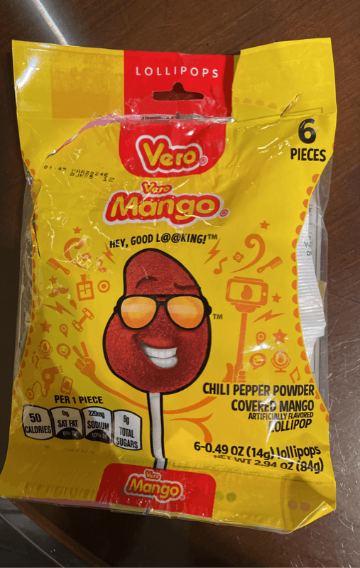 Vero Chili Pepper Powder Covered Mango Lollipop