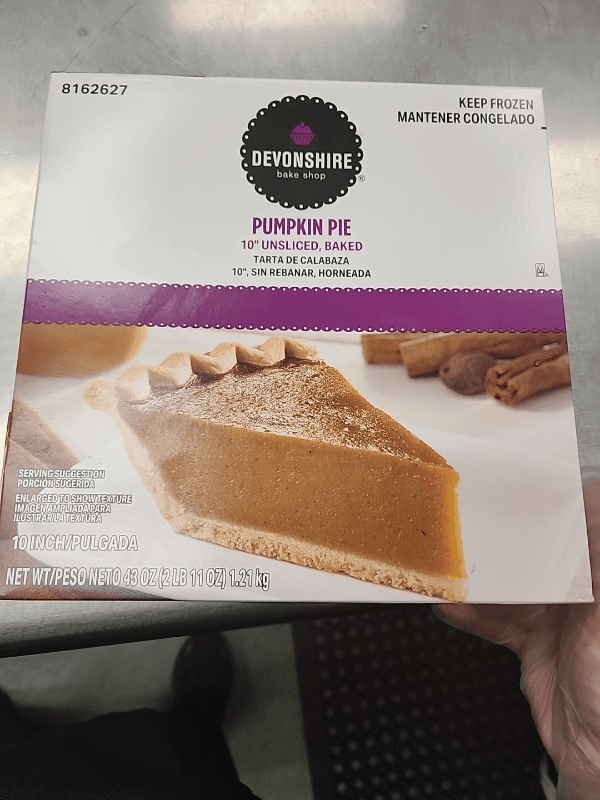 Devonshire Bake Shop Pumpkin Pie 10" Unsliced