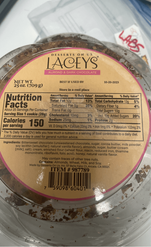 Desserts On Us Laceys Almond & Dark Chocolate