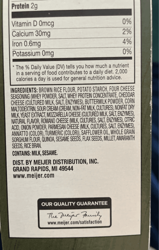 Meijer Rice Crackers Four Cheese