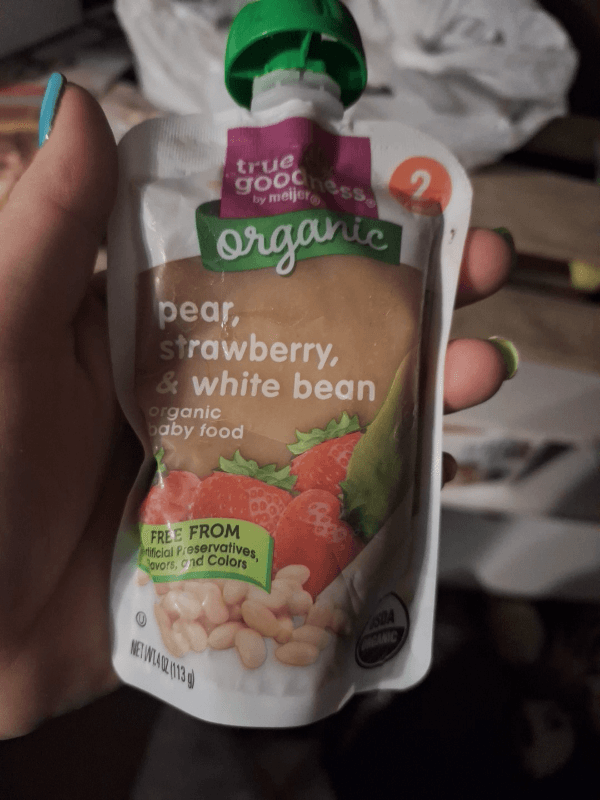 True Goodness By Meijer Pear, Strawberry & White Bean Organic Baby Food