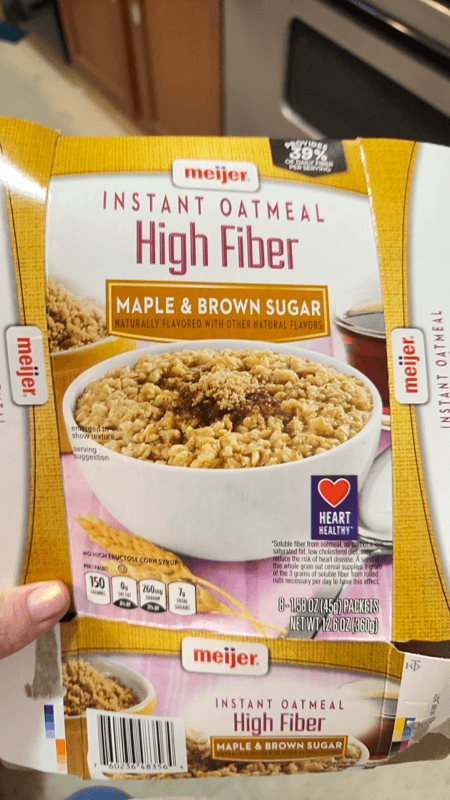 Meijer Maple & Brown Sugar High Fiber Instant Oatmeal