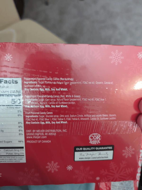 Meijer Red And White Peppermint Flavored Candy Canes