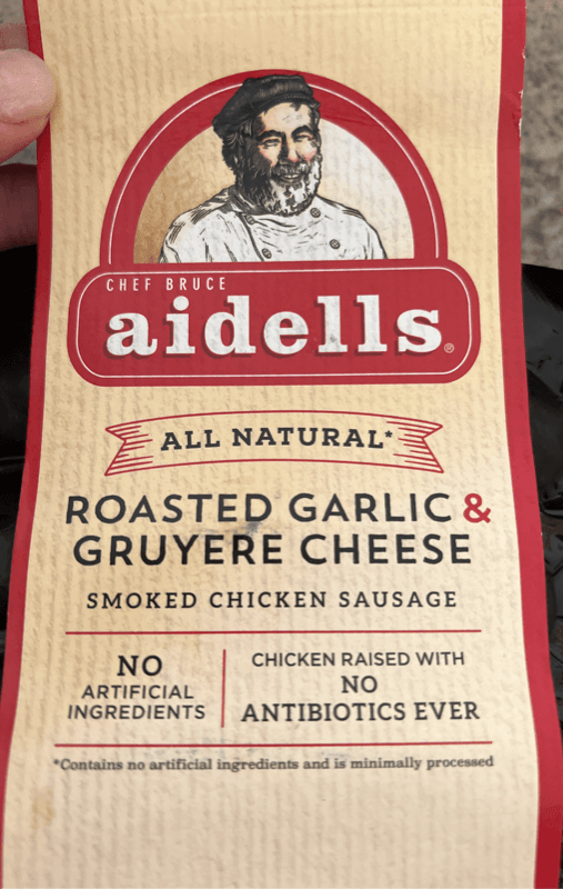 Aidells All Natural Roasted Garlic & Gruyere Cheese Smoked Chicken Sausage