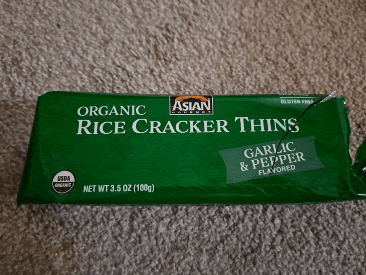 Asian Gourmet Organic Rice Cracker Thins Garlic & Pepper Flavored