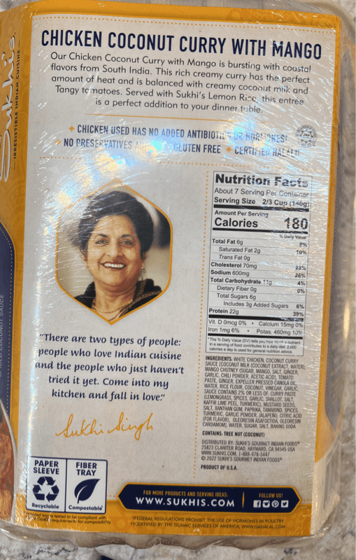 Sukhi'S Chicken Coconut Curry With Mango