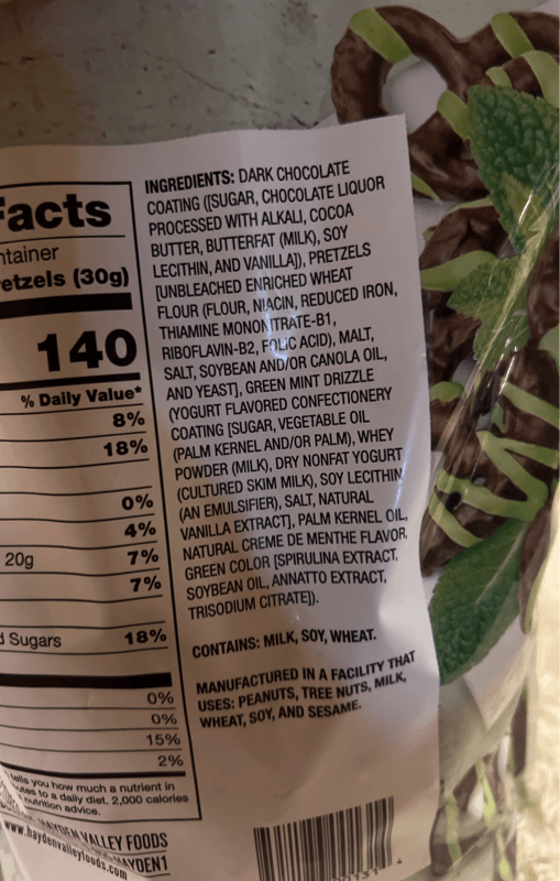 Hayden Valley Foods Dark Chocolate Minty Pretzels