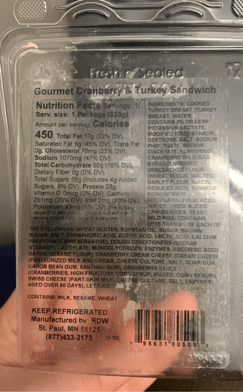 Crazy Fresh Gourmet Cranberry & Turkey Sandwich