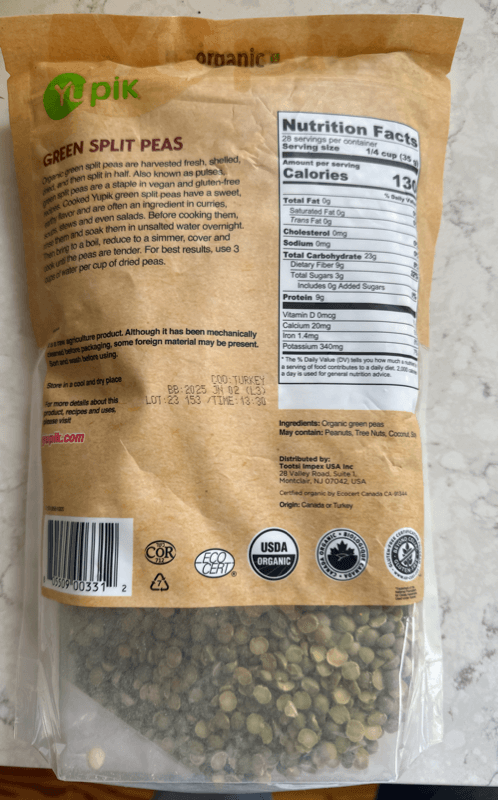 Yupik Organic Green Split Peas