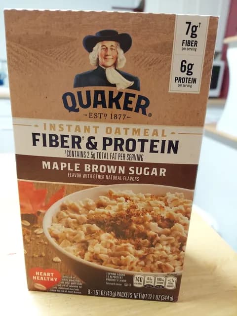 Quaker Fiber & Protein Maple Brown Sugar Instant Oatmeal