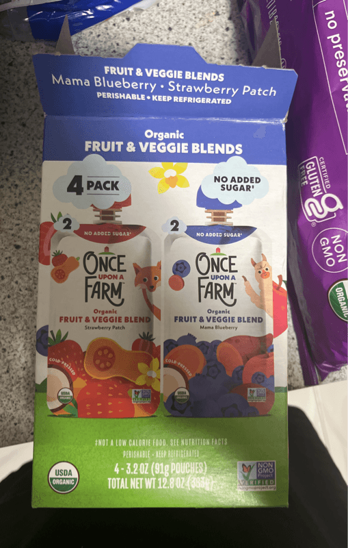 Once Upon A Farm Fruit & Veggie Blends Mama Blueberry Strawberry Patch