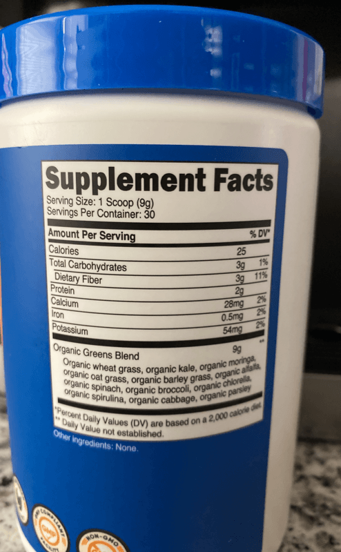 Nutricost Organic Organic Greens Unflavored Dietary Supplement