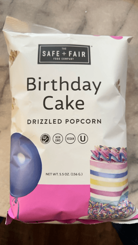 The Safe + Fair Food Company Birthday Cake Drizzled Popcorn