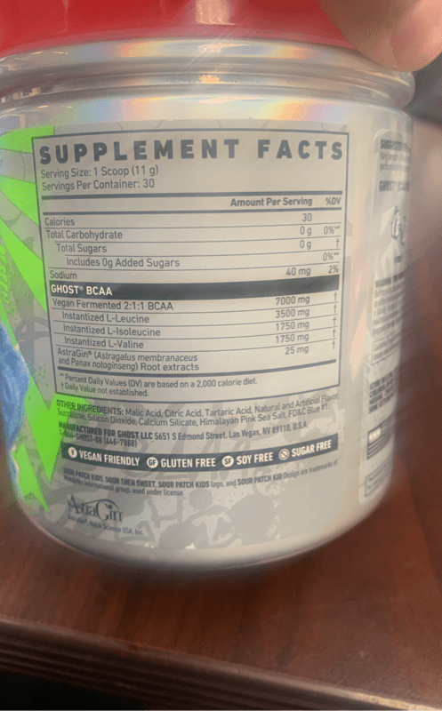 Ghost Sour Patch Kids Blue Raspberry Bcaa Amino Acids Supplement