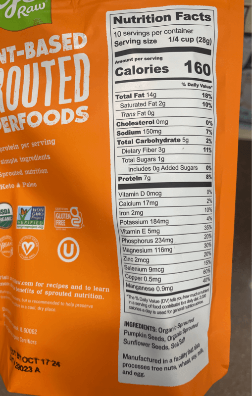 Go Raw Organic Sprouted Sunflower And Pumpkin Seeds
