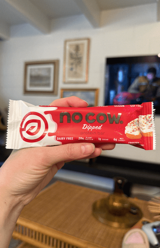 No Cow Dipped Protein Bar Frosted Gingerbread Cookie