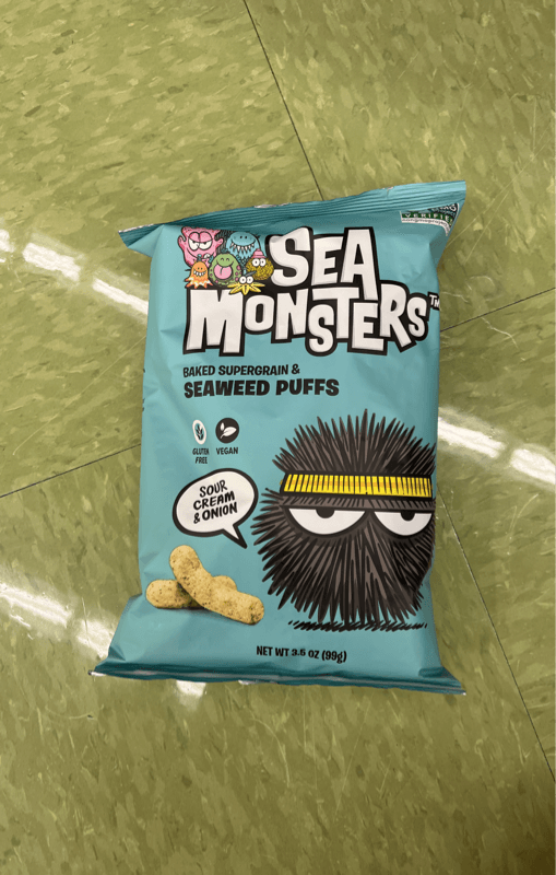 Sea Monsters Sour Cream & Onion Baked Supergrain & Seaweed Puffs