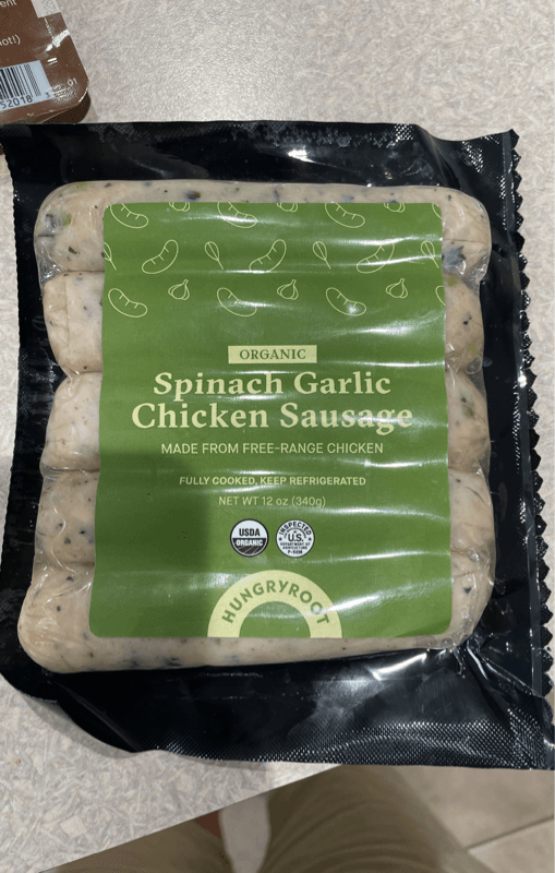 Hungryroot Organic Spinach Garlic Chicken Sausage