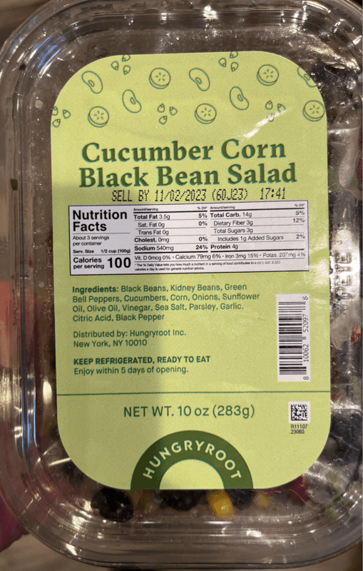 Hungryroot Cucumber Corn Black Bean Salad