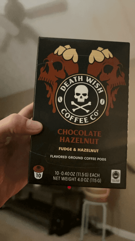 Death Wish Coffee Co Chocolate Hazelnut Fudge & Hazelnut Flavored Ground Coffee