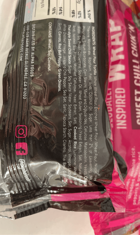 Alpha Foods Sweet Chili Chik’N Wrap