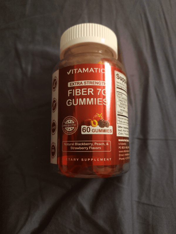 Vitamatic Extra Strength Fiber Gummies Natural Blackberry, Peach, & Strawberry Flavors Dietary Supplement