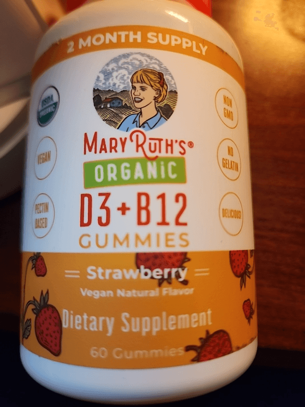 Mary Ruth'S Organic D3+B12 Gummies Strawberry Dietary Supplement, 60 Gummies