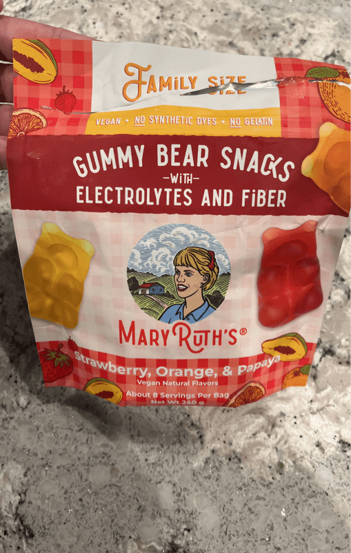 Maryruth'S Gummy Bear Snacks With Electrolytes And Fiber Strawberry, Orange, & Papaya