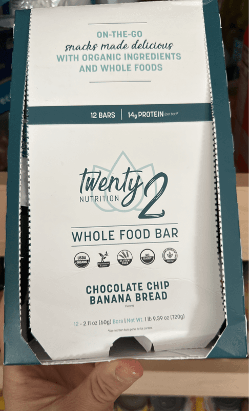 Twenty2 Nutrition Whole Food Bar Chocolate Chip Banana Bread`