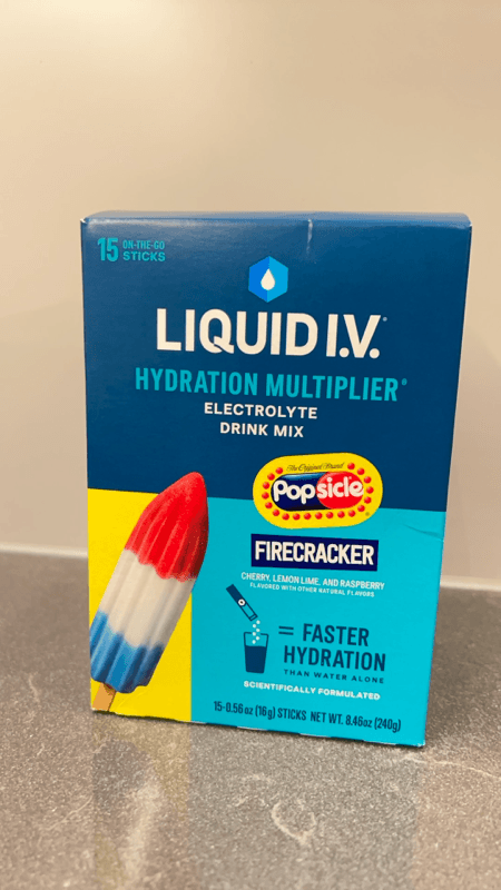 Liquid I.V. Hydration Multiplier Electrolyte Drink Mix Firecracker Cherry, Lemon Lime, And Raspberry