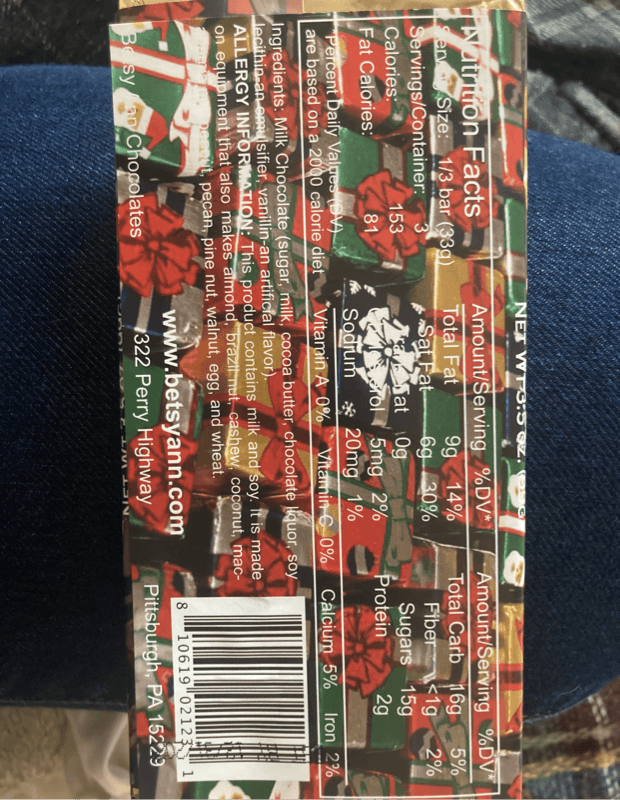 Betsy Ann Merry Christmas American Chocolates