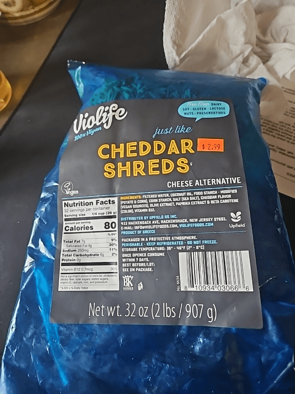 Violife Just Like Cheddar Shreds Cheese Alternative