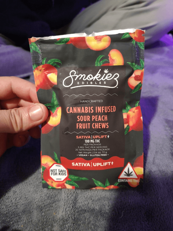Smokies Edibles Handcrafted Cannabis Infused Sour Peach Fruit Chews Thc