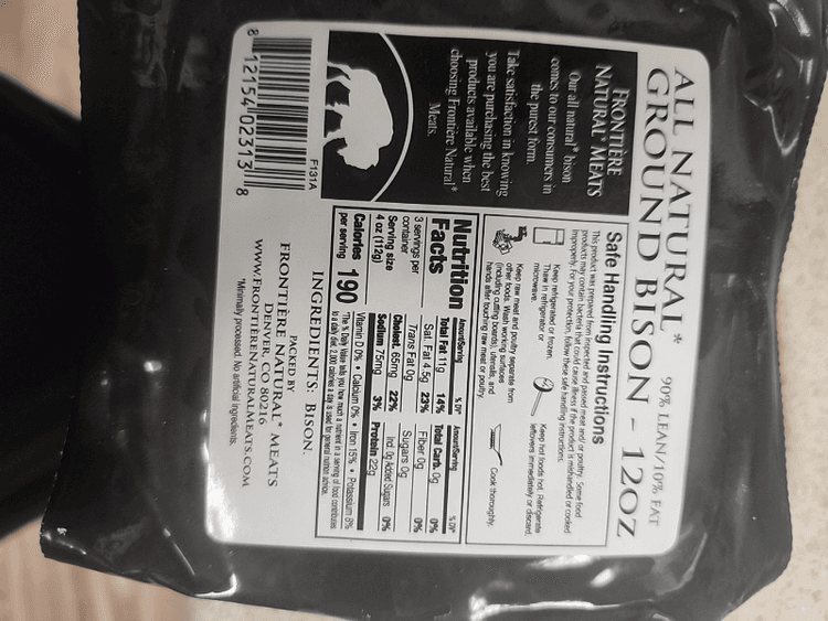 Frontiere Ground Bison 90% Lean 10% Fat